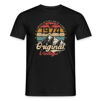 Original Vintage 1974 limited edition 1974 - Men's T-Shirt - black - Front - AI Model Male 178 light (178cm)
