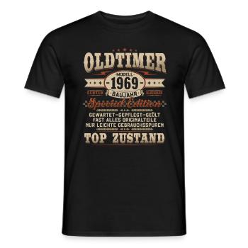 Oldtimer Baujahr 1969 Jahrgang Geburtstag Geschenk - Männer T-Shirt - Schwarz - Vorne - AI Model Male 178 light (178cm)