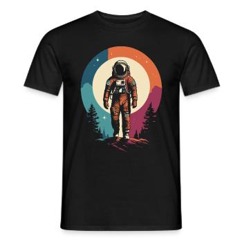 Astronaut - Vintage Illustration - Men's T-Shirt - black - Front - AI Model Male 178 light (178cm)