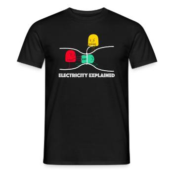 Electricity explains | funny sayings, cartoon - Men's T-Shirt - black - Front - AI Model Male 178 light (178cm)