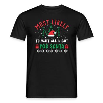 Les plus susceptibles d’attendre toute la nuit pour le Père Noël - T-shirt homme - noir - Devant - AI Model Male 178 light (178cm)