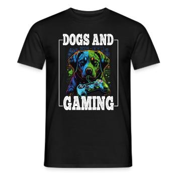 Chiens et jeux Hunde Gamer Controller Zocken - T-shirt homme - noir - Devant - AI Model Male 178 light (178cm)