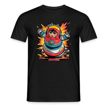 Action Matrjoschka - Männer T-Shirt - Schwarz - Vorne - AI Model Male 178 light (178cm)
