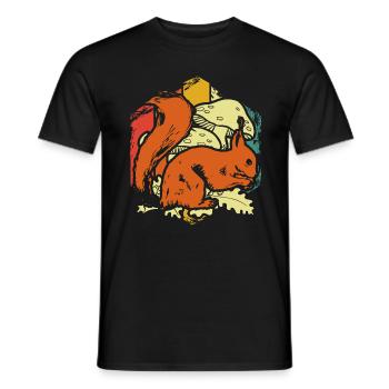 Squirrel autumn mushrooms - Men's T-Shirt - black - Front - AI Model Male 178 light (178cm)