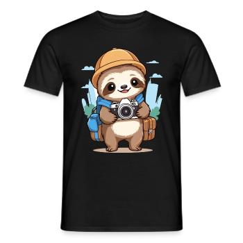 Faultier im Urlaub - Männer T-Shirt - Schwarz - Vorne - AI Model Male 178 light (178cm)