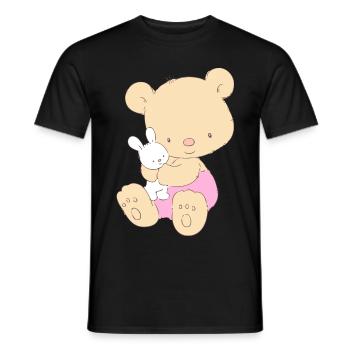 Teddy Bear with Toy Bunny - T-shirt homme - noir - Devant - AI Model Male 178 light (178cm)