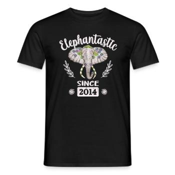 Elephantastic since 2014, elephant head adorned - Men's T-Shirt - black - Front - AI Model Male 178 light (178cm)
