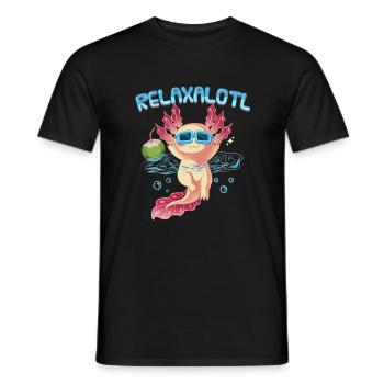 Relaxalotl Axolotl Holiday Beach Swimming - Men's T-Shirt - black - Front - AI Model Male 178 light (178cm)
