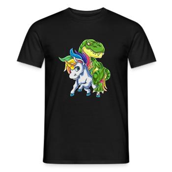 T-Rex Chevauche Licorne Drôle de dinosaure Dino - T-shirt homme - noir - Devant - AI Model Male 178 light (178cm)