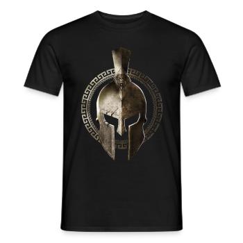 spartan helmet sparta warrior fighter - Men's T-Shirt - black - Front - AI Model Male 178 light (178cm)
