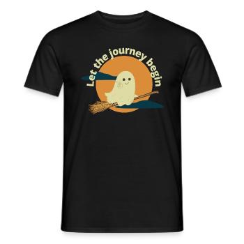 Lass die Halloween-Reise | beginnen Geist auf Besen - Männer T-Shirt - Schwarz - Vorne - AI Model Male 178 light (178cm)