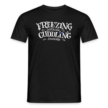 Frieren Kuscheln Winter Kalt Spruch Weihnachten - Männer T-Shirt - Schwarz - Vorne - AI Model Male 178 light (178cm)