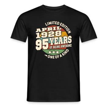 Born in April 1928 - 95 years old - Men's T-Shirt - black - Front - AI Model Male 178 light (178cm)