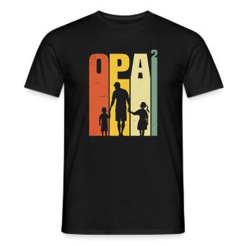 Opa hoch 2 zweifacher opa mit 2 enkelkinder - Männer T-Shirt - Schwarz - Vorne - AI Model Male 178 light (178cm)