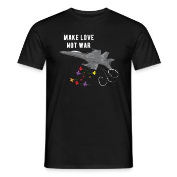 Faire l'amour pas fighter jet bombarder des fleurs - T-shirt homme - noir - Devant - AI Model Male 178 light (178cm)