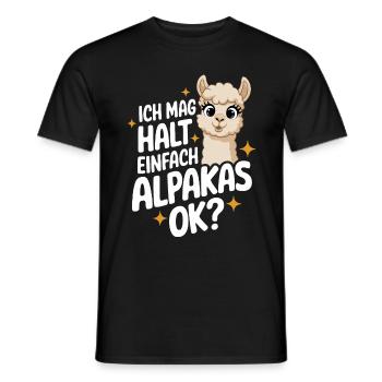 Alpaca llama alpacas animal - Men's T-Shirt - black - Front - AI Model Male 178 light (178cm)