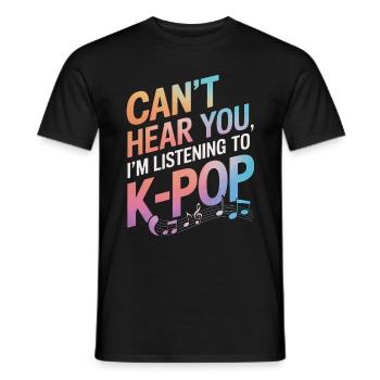 K-Pop Music Korean Pop - Men's T-Shirt - black - Front - AI Model Male 178 light (178cm)
