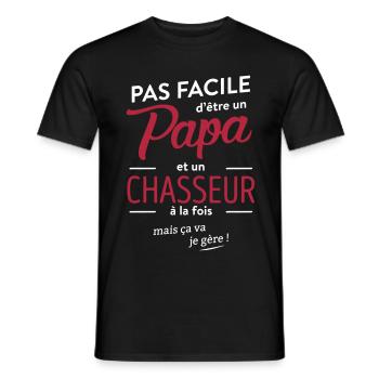 Papa chasseur - T-shirt homme - noir - Devant - AI Model Male 178 light (178cm)