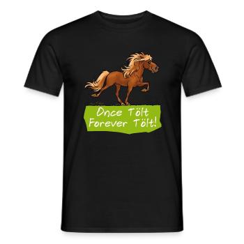 Icelandic horse "tölt" - Men's T-Shirt - black - Front - AI Model Male 178 light (178cm)