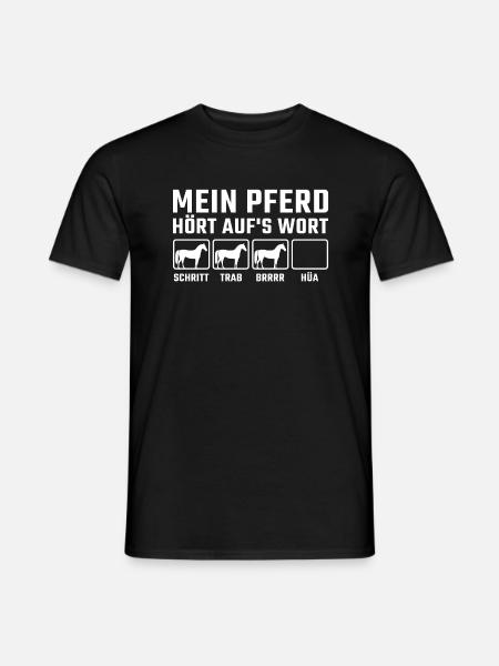 Mein Pferd hört aufs Wort - Männer T-Shirt - Schwarz