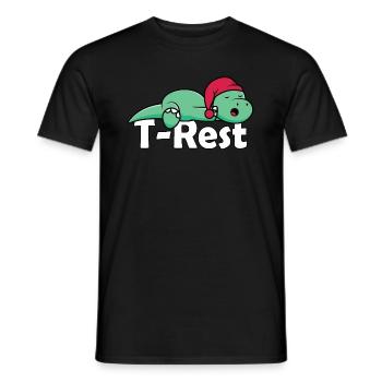 T-Rest - Schlafender T-Rex Wortspiel Dino - Männer T-Shirt - Schwarz - Vorne - AI Model Male 178 light (178cm)