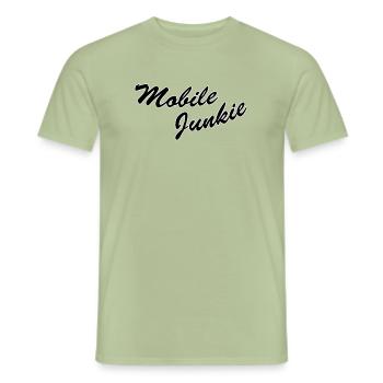 Mobile junkie - Men's T-Shirt - sage - Front - AI Model Male 178 light (178cm)