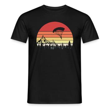 Parachutist Paraglider Retro Gift - Men's T-Shirt - black - Front - AI Model Male 178 light (178cm)