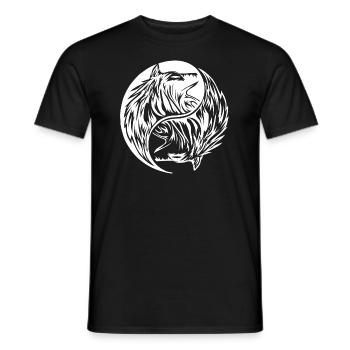 two wolves that form yin yang shirt design - Men's T-Shirt - black - Front - AI Model Male 178 light (178cm)