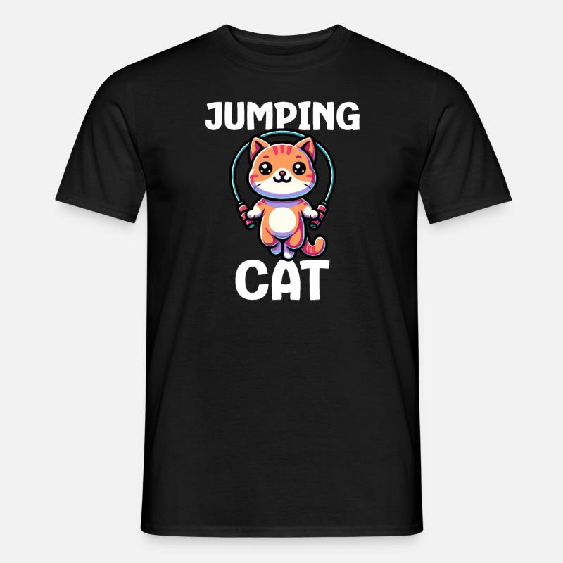 Jumping Cat - Männer T-Shirt - Schwarz