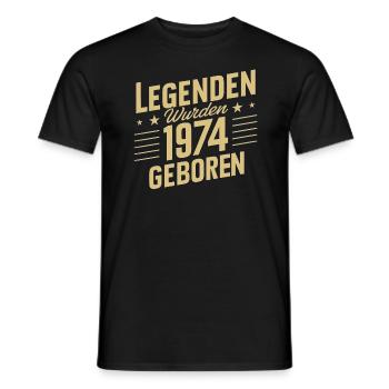 Legends were born in 1974 - Men's T-Shirt - black - Front - AI Model Male 178 light (178cm)