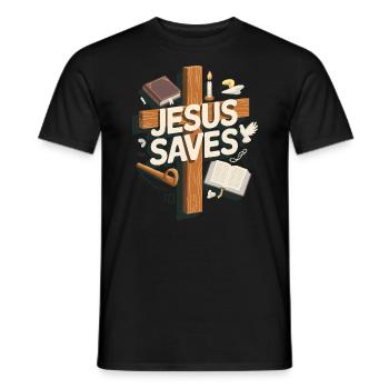 Jésus sauve - Jésus sauve - T-shirt homme - noir - Devant - AI Model Male 178 light (178cm)