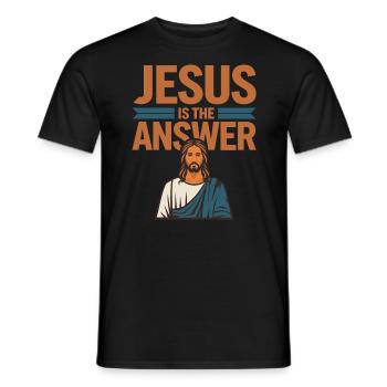 Jésus est la réponse - Jesus ist die Antwort - T-shirt homme - noir - Devant - AI Model Male 178 light (178cm)