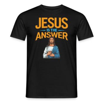 Jésus est la réponse - Jesus ist die Antwort - T-shirt homme - noir - Devant - AI Model Male 178 light (178cm)