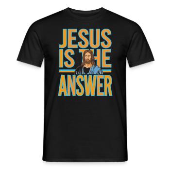 Jésus est la réponse - Jesus ist die Antwort - T-shirt homme - noir - Devant - AI Model Male 178 light (178cm)