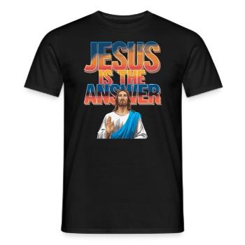 Jésus est la réponse - Jesus ist die Antwort - T-shirt homme - noir - Devant - AI Model Male 178 light (178cm)