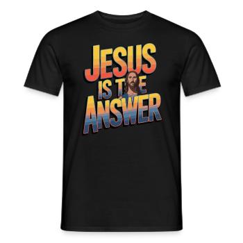 Jésus est la réponse - Jesus ist die Antwort - T-shirt homme - noir - Devant - AI Model Male 178 light (178cm)