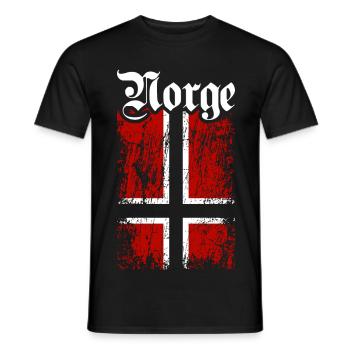 Norge | Norvège avec drapeau norvégien - T-shirt homme - noir - Devant - AI Model Male 178 light (178cm)