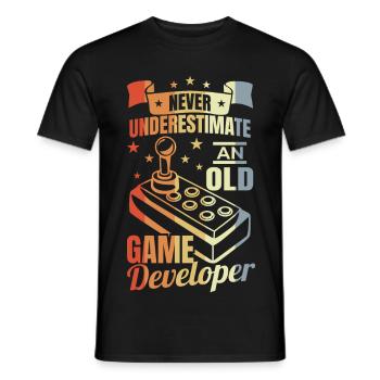 Game Developer Grandpa - Men's T-Shirt - black - Front - AI Model Male 178 light (178cm)
