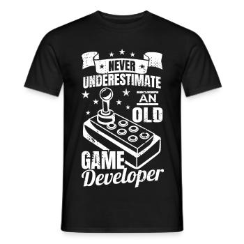 Old game developer grandfather - Men's T-Shirt - black - Front - AI Model Male 178 light (178cm)