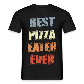 Lustiger Pizza Esser - Männer T-Shirt - Schwarz - Vorne - AI Model Male 178 light (178cm)