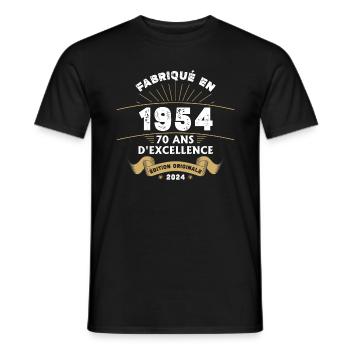 Made in 1954 70 Years of Original Excellence - Men's T-Shirt - black - Front - AI Model Male 178 light (178cm)