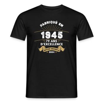 Hergestellt im Jahr 1945 79 Jahre Original-Exzellenz - Männer T-Shirt - Schwarz - Vorne - AI Model Male 178 light (178cm)