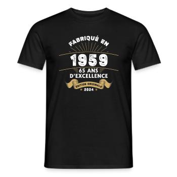 Hergestellt im Jahr 1959 65 Jahre Original-Exzellenz - Männer T-Shirt - Schwarz - Vorne - AI Model Male 178 light (178cm)