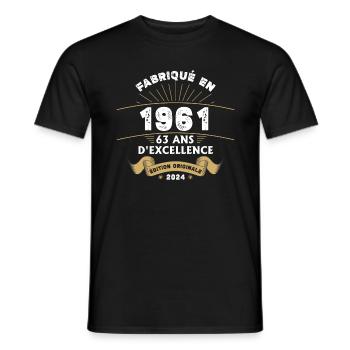 Hergestellt im Jahr 1961 63 Jahre Original-Exzellenz - Männer T-Shirt - Schwarz - Vorne - AI Model Male 178 light (178cm)