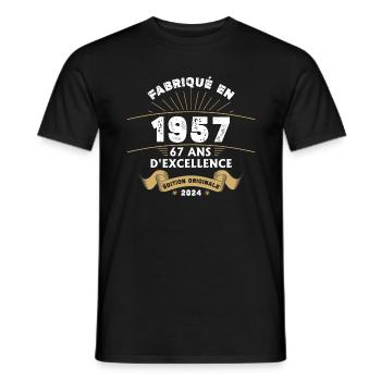 Made in 1957 67 Years of Original Excellence - Men's T-Shirt - black - Front - AI Model Male 178 light (178cm)