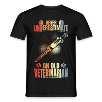 Never underestimate an old vet - Men's T-Shirt - black - Front - AI Model Male 178 light (178cm)