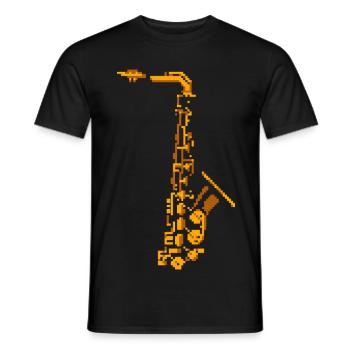 Saxophone Pixel Art - T-shirt homme - noir - Devant - AI Model Male 178 light (178cm)