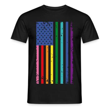 Drapeau arc-en-ciel des États-Unis - T-shirt homme - noir - Devant - AI Model Male 178 light (178cm)