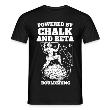 Angetrieben von Chalk und Beta Bouldering Climb - Männer T-Shirt - Schwarz - Vorne - AI Model Male 178 light (178cm)