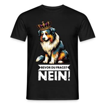 Before you ask: Australian Shepherd Aussie Aussie - Men's T-Shirt - black - Front - AI Model Male 178 light (178cm)